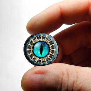 Dragon Glass Eyes - Blue Tribal 3 Reptile Eyeball Cabochon for Pendant Earring Ring Blanks 8mm 10mm 12mm 13mm 14mm 16mm 18mm 20mm 25mm 30mm
