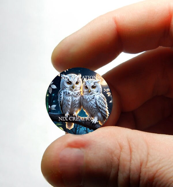 Glass Owl Stained Glass Design Cabochon for Jewelry and Pendant Making - 8mm 10mm 12mm 13mm 14mm 16m