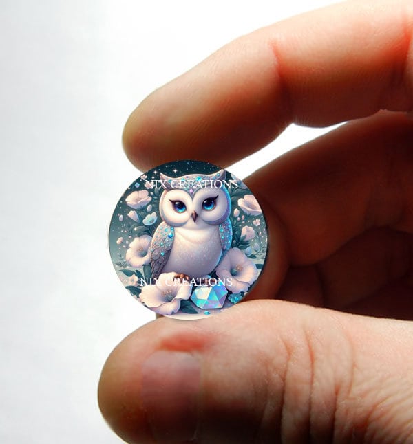 Glass Owl Stained Glass Design Cabochon for Jewelry and Pendant Making - 8mm 10mm 12mm 13mm 14mm 16m