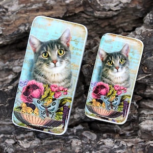 Vintage Cat Domino Cabochon - 2 sizes to choose from - DM24