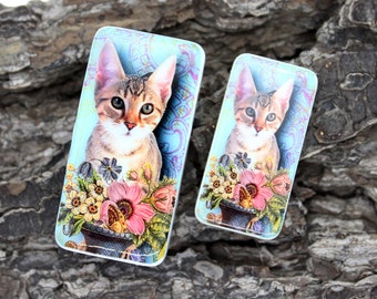 Vintage Cat Domino Cabochon - 2 sizes to choose from - DM25