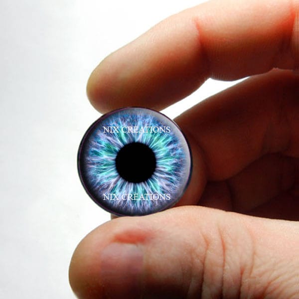 Glass Eyes - Turquoise Lavender Human Zombie Doll Eyes Handmade Glass Cabochons 8mm 10mm 12mm 13mm 14mm 16mm 18mm 20mm 25mm 30mm