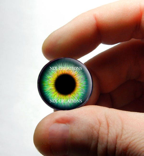 Zombie Glass Eyes - Human Doll Eyeballs Handmade Glass Cabochons - Design 8 8mm 10mm 12mm 13mm 14mm 16mm 18mm 20mm 25mm 30mm