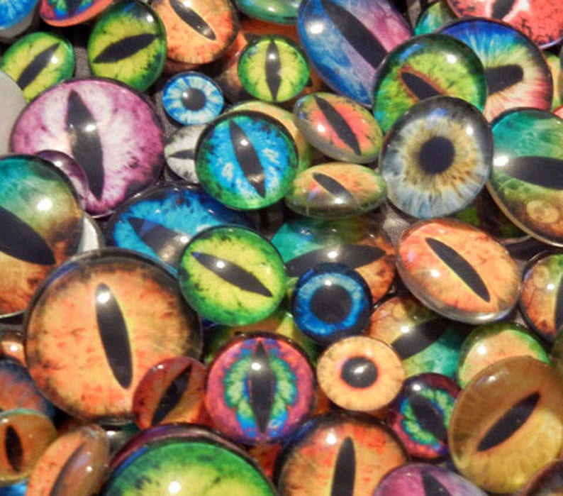 50 Assorted Glass Eyes Handmade Glass Cabochons Pick the Size image 5