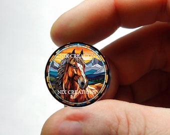 Glass Horse Stained Glass Design Cabochon for Jewelry and Pendant Making - 8mm 10mm 12mm 13mm 14mm 16mm 18mm 20mm 25mm 30mm