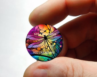 Glass Dragonfly Stained Glass Design Cabochon for Jewelry and Pendant Making - 8mm 10mm 12mm 13mm 14mm 16mm 18mm 20mm 25mm 30mm
