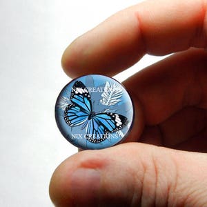 Glass Cabochon - Blue Monarch Butterfly - for Jewelry and Pendant Making 8mm 10mm 12mm 13mm 14mm 16mm 18mm 20mm 25mm 30mm