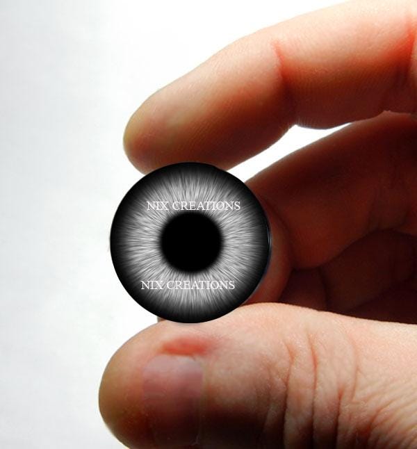 Owl Glass Eyes - Charcoal Owl Doll Sculpture Taxidermy Eyeballs Handmade Glass Cabochons 8mm 10mm 12
