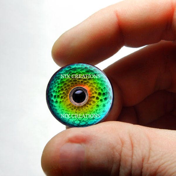 Glass Eyes - Green Chameleon Glass Eyes Glass Taxidermy Eyeball Cabochons 8mm 10mm 12mm 13mm 14mm 16mm 18mm 20mm 25mm 30mm