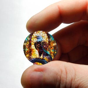 Cabochão de design de vitral de águia de vidro para fabricação de joias e pingentes - 8 mm 10 mm 12 mm 13 mm 14 mm 16 mm 18 mm 20 mm 25 mm 30 mm