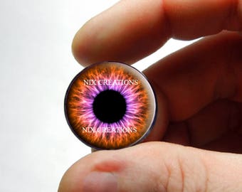 Pullip Eye Chips - Orange / Pink Human Doll Taxidermy Eyes Handmade Glass Cabochons 8mm 10mm 12mm 13mm 14mm 16mm 18mm 20mm 25mm 30mm