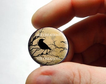 Glass Cabochon - Raven Design 1 - for Jewelry and Pendant Making  8mm 10mm 12mm 13mm 14mm 16mm 18mm 20mm 25mm 30mm