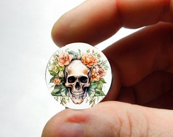 Glass Floral Skull Design Cabochon for Jewelry and Pendant Making - 8mm 10mm 12mm 13mm 14mm 16mm 18mm 20mm 25mm 30mm - SK1