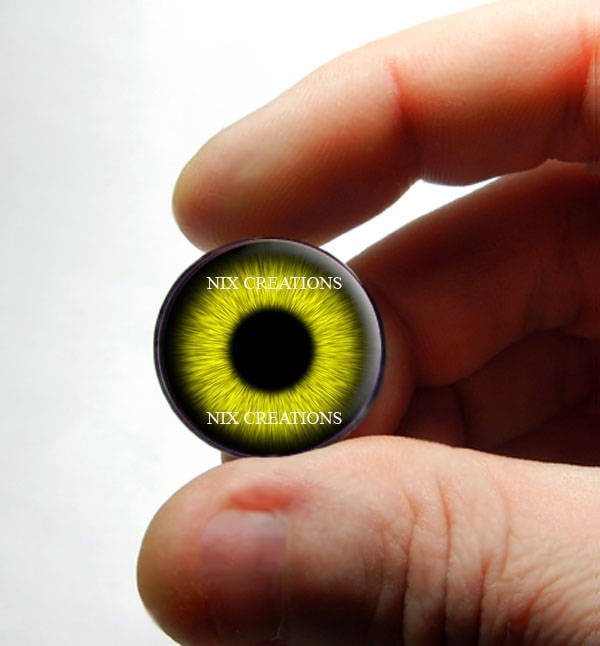 Owl Glass Eyes - Yellow Owl Doll Sculpture Taxidermy Eyeballs Handmade Glass Cabochons 8mm 10mm 12mm