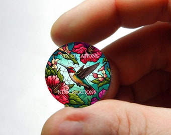 Glass Cabochon - Hummingbird - for Jewelry and Pendant Making 8mm 10mm 12mm 13mm 14mm 16mm 18mm 20mm 25mm 30mm