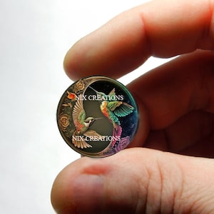 Glass Hummingbird Stained Glass Design Cabochon for Jewelry and Pendant Making - 8mm 10mm 12mm 13mm 14mm 16mm 18mm 20mm 25mm 30mm