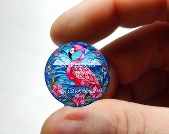 Glass Pink Flamingo Cabochon for Jewelry and Pendant Making 8mm 10mm 12mm 13mm 14mm 16mm 18mm 20mm 25mm 30mm