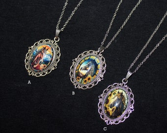 Horse Collection - Glass Horsel Cabochon Pendant Necklace Jewelry - 3 Choices
