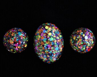 Colorful Confetti Resin Cabochon Set for Jewelry, Ring, Earrings, Bracelet, and Pendants - #RC6 - 40x30mm Oval Cabochon - Two 30mm Cabochons