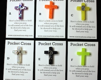 Pocket Cross, Pocket Hug, Pocket Prayer, Pocket Token, Religious Gift, Prayer Cross, Baptism Gift,  Church Gift, Handmade Resin Mini Cross