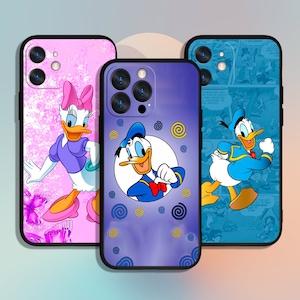Funda de teléfono con dibujos animados del pato Donald para iPhone 11, 12, 13, 14, 15, XS, XR Pro Max o Samsung Galaxy S10, S21, S22, S23, FE, S24, Note Ultra 4G, 5G, A55