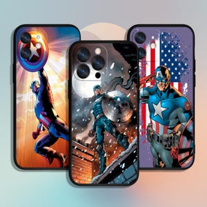 Custodia per telefono Captain America Cartoon Art per iPhone 12 13 14 15 16 XS XR Pro Max / per Samsung Galaxy S24 S25 FE Note Ultra 4G 5G A55 A16 A15