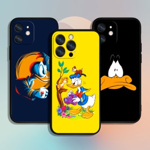 Funda de teléfono con dibujos animados del pato Donald para iPhone 11, 12, 13, 14, 15, XS, XR Pro Max o Samsung Galaxy S10, S21, S22, S23, FE, S24, Note Ultra 4G, 5G, A55