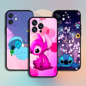 Lilo Stitch Cartoon Art Handyhülle für iPhone 11 12 13 14 15 XS XR Pro Max / für Samsung Galaxy S10 S21 S22 S23 FE S24 Note Ultra 4G 5G A55