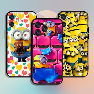 Mini étui pour iphone de téléphone jaune mignon 11 12 13 14 15 XS XR Pro Max/pour Samsung Galaxy S10 S21 S22 S23 FE S24 Note Ultra 4G 5G A55
