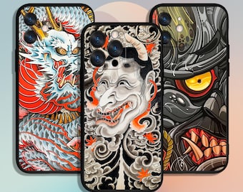 Japan Samurai Swordsman Kunst Handyhülle für iPhone 11 12 13 14 15 16 XS XR Pro Max / für Samsung Galaxy S23 S24 FE S25 Note Ultra A16 A55