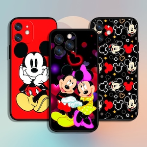 Custodia per telefono con motivo Mickey Minnie per iPhone 11 12 13 14 15 XS XR Pro Max / per Samsung Galaxy S10 S21 S22 S23 FE S24 Note Ultra 4G 5G A55
