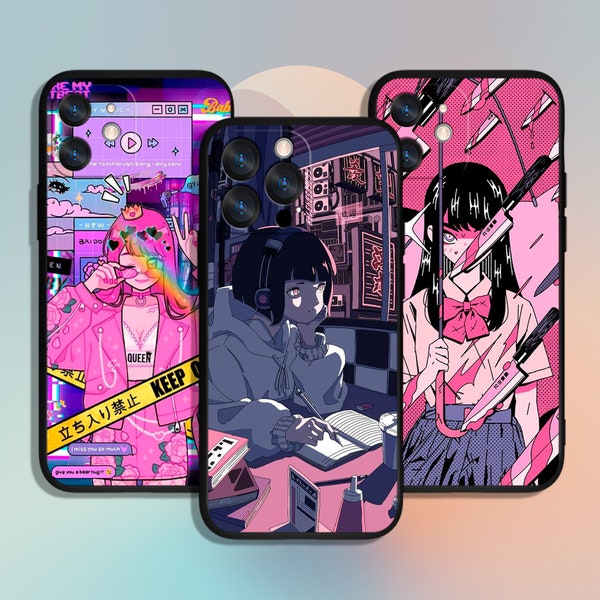 Anime Waifu Girl Phone Case for iPhone 7 8 11 12 13 14 15 XS XR Pro Max / for Samsung Galaxy S10 S21 S22 S23 FE S24 Note Ultra 4G 5G A54