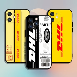 Niedliche Dhl Style Art Kunst Handyhülle für iPhone 11 12 13 14 15 XS XR Pro Max / für Samsung Galaxy S10 S21 S22 S23 FE S24 Note Ultra 4G 5G A55