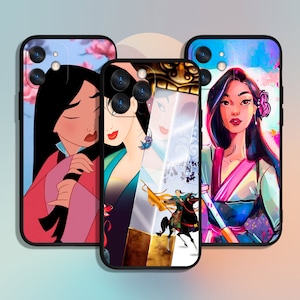 Funda de teléfono con dibujos animados de Mulan para iPhone 11, 12, 13, 14, 15, XS, XR Pro Max o Samsung Galaxy S10, S21, S22, S23, FE, S24, Note Ultra 4G, 5G, A55