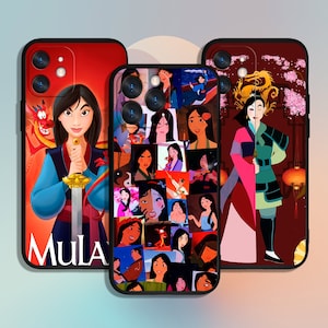 Funda de teléfono con dibujos animados de Mulan para iPhone 11, 12, 13, 14, 15, XS, XR Pro Max o Samsung Galaxy S10, S21, S22, S23, FE, S24, Note Ultra 4G, 5G, A55
