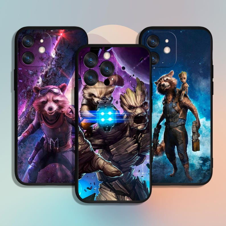 Rocket Case Avengers Rocket Groot Colorful Art Phone Case for iPhone 12 13 14 15 16 ...