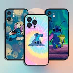 Lilo Stitch Cartoon Art Handyhülle für iPhone 11 12 13 14 15 XS XR Pro Max / für Samsung Galaxy S10 S21 S22 S23 FE S24 Note Ultra 4G 5G A55