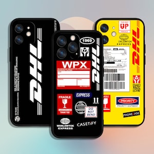 Niedliche Dhl Style Art Kunst Handyhülle für iPhone 11 12 13 14 15 XS XR Pro Max / für Samsung Galaxy S10 S21 S22 S23 FE S24 Note Ultra 4G 5G A55