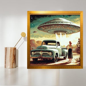 Retro Sci-Fi Art, Trendy Western Cowgirl Wall Art, Vintage 1950's Inspired Roswell UFO Sighting image 2
