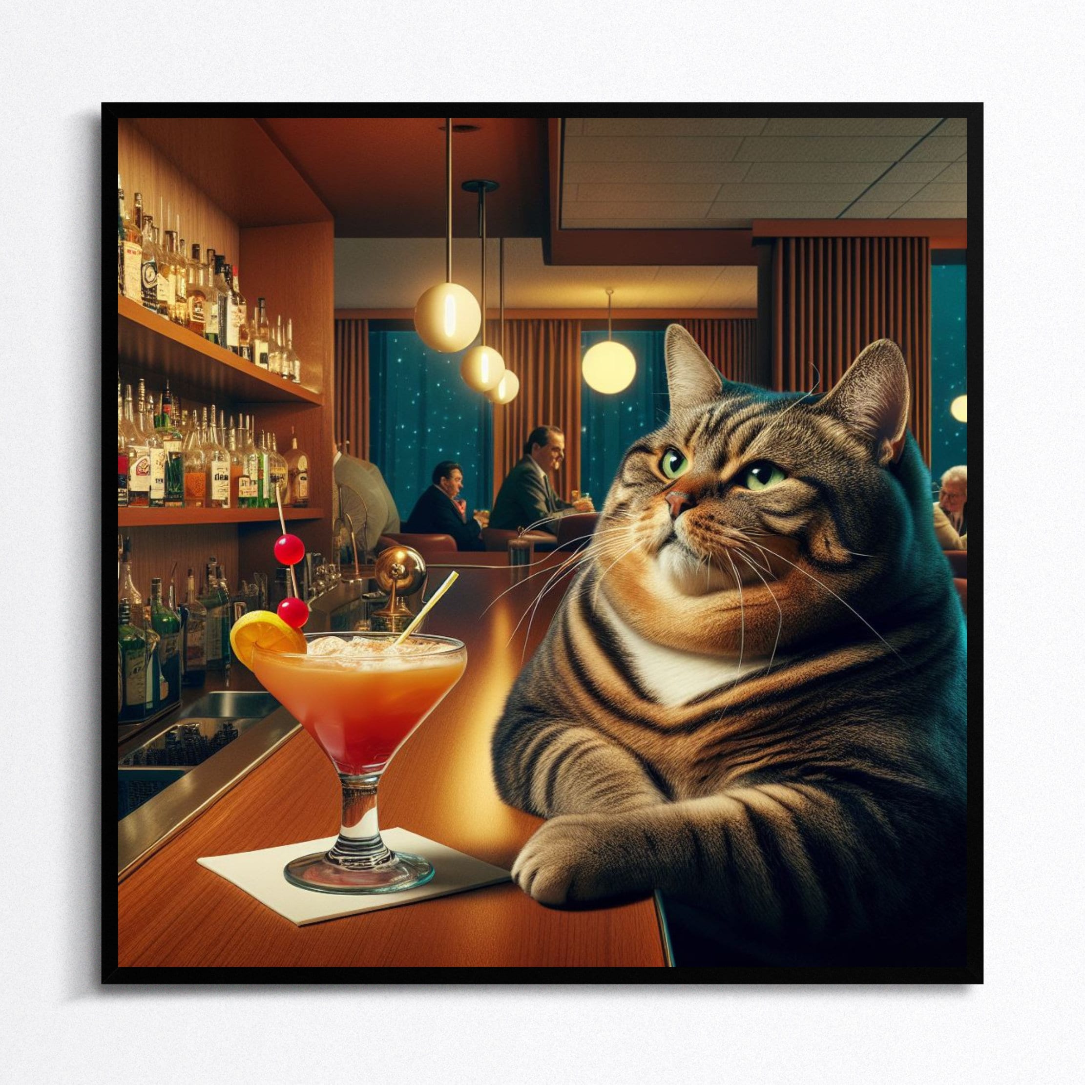 Cat At A Bar Cats At The Rooftop Bar Art Print By Coghlan Fy