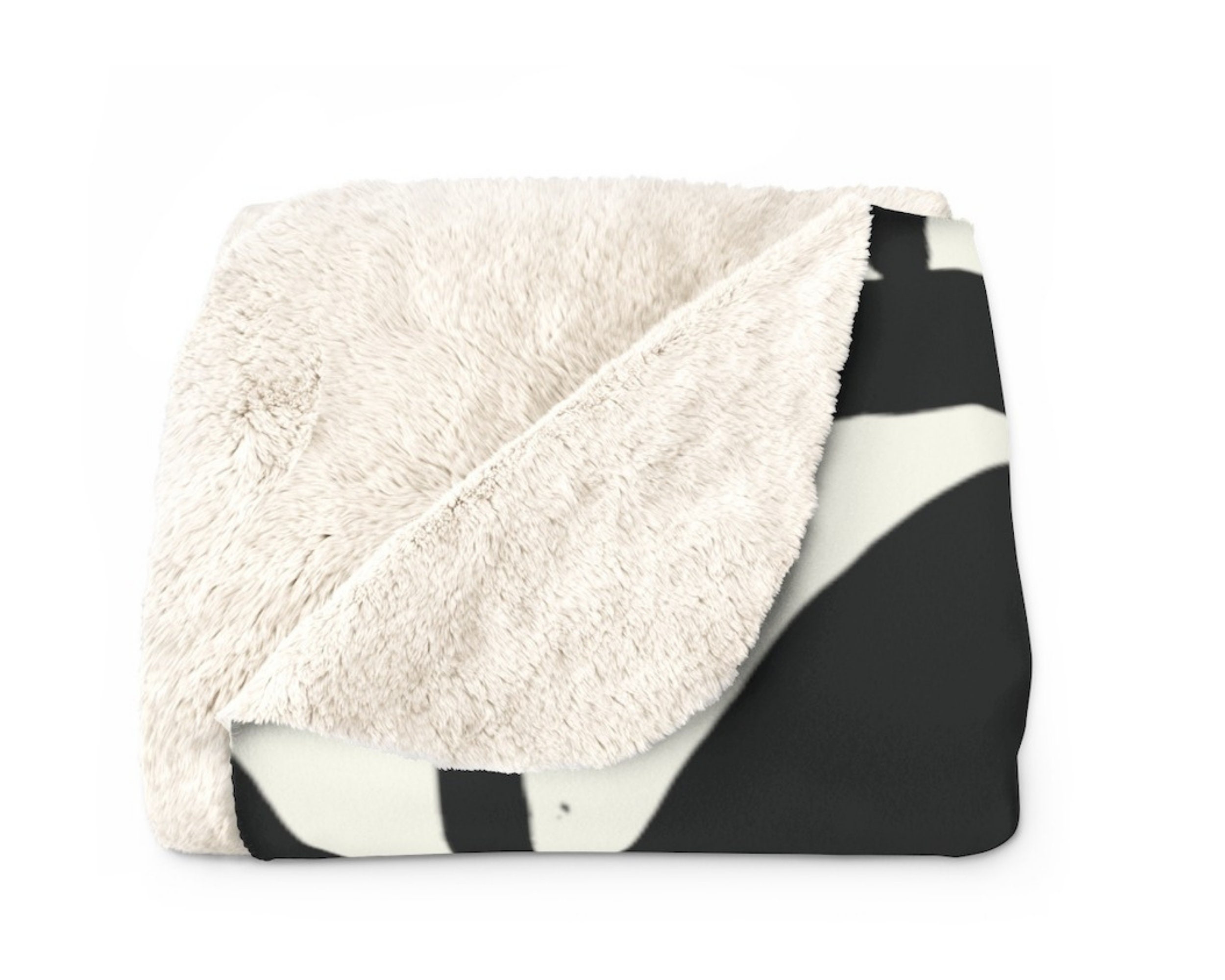 Black & White Abstract Sherpa Blanket Geometric Throw Etsy