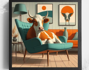 Cow Art Print | Farmhouse Decor | Trending Art | Cow Wall Art | Nursery Decor | Whimsical Art