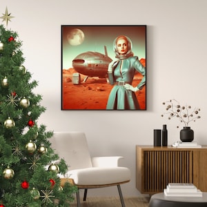 Astro Girl Next Door Collection, Retro Astronaut Woman, Physical Print, 1950s Space Art Print, Vintage Sci-Fi Decor Unique Gifts for Him image 2