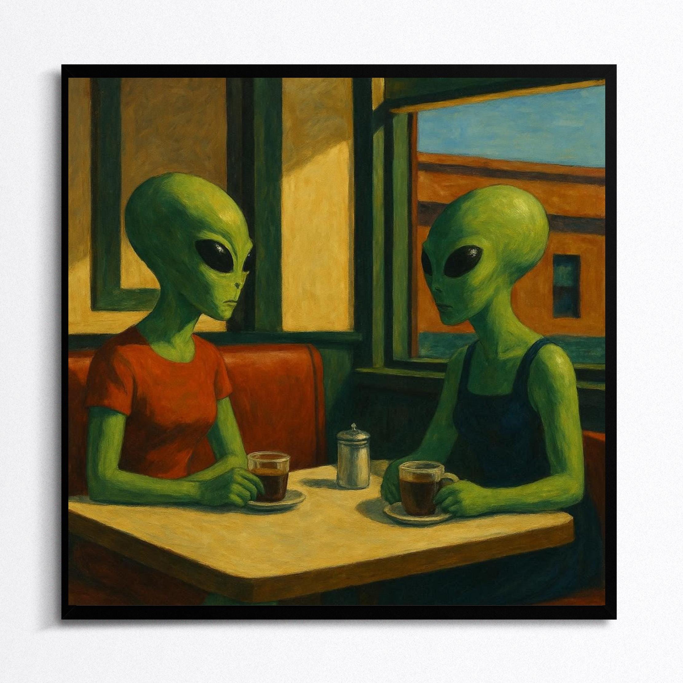 Retro Alien Art Print, Besties Coffee Date, Mid-century Modern - Etsy