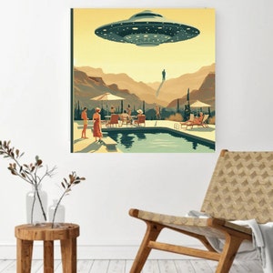 Retro Sci-Fi Art, Trendy Western Cowgirl Wall Art, Vintage 1950's Inspired Roswell UFO Sighting image 8