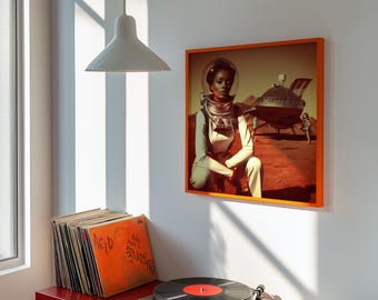 Retro African American Astronaut Print, 1960s Sci-Fi Space Art