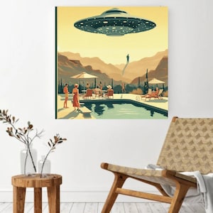 Retro Sci-Fi Art, Trendy Western Cowgirl Wall Art, Vintage 1950's Inspired Roswell UFO Sighting image 9