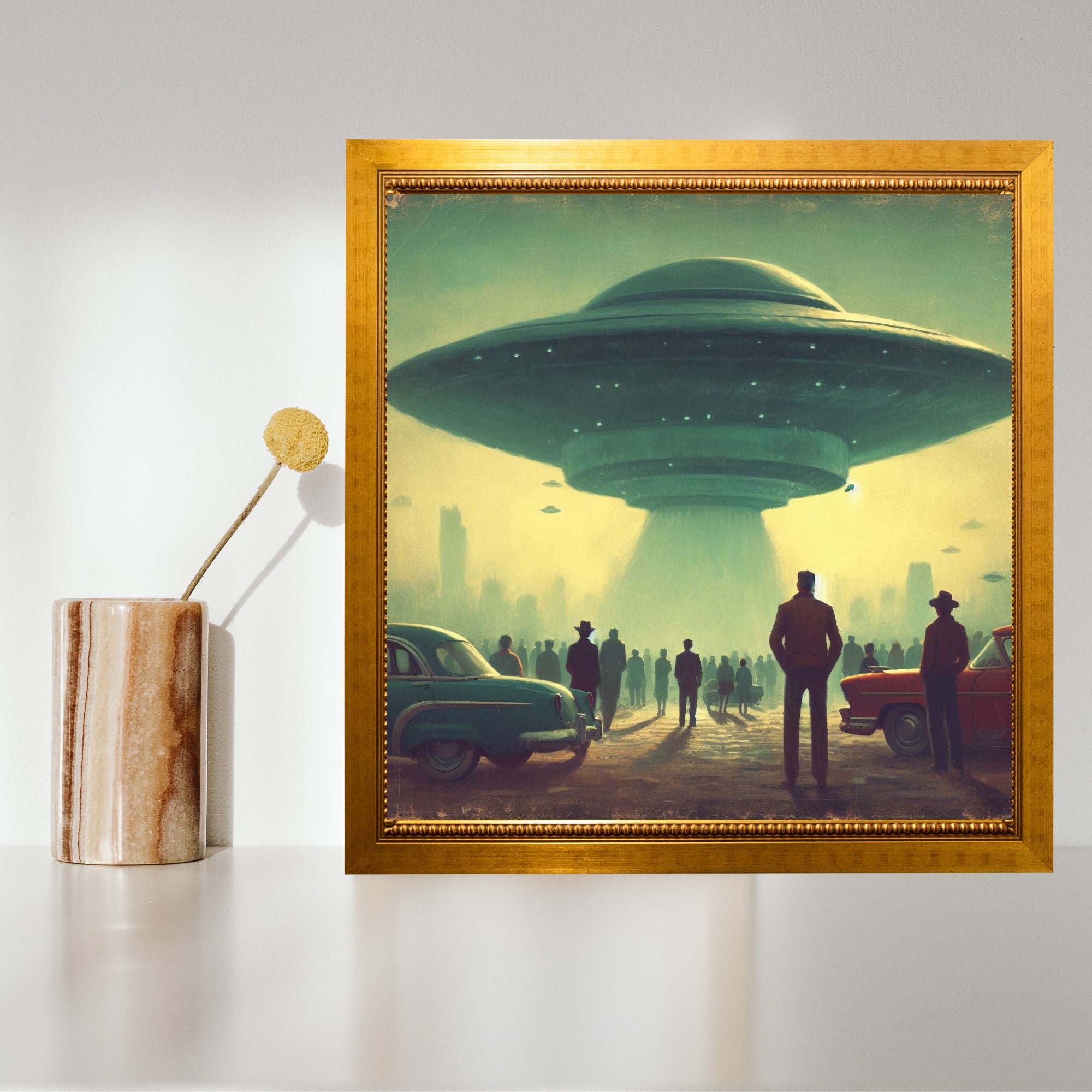 Vintage Style UFO Art Print, Cool Boyfriend Gifts - Etsy
