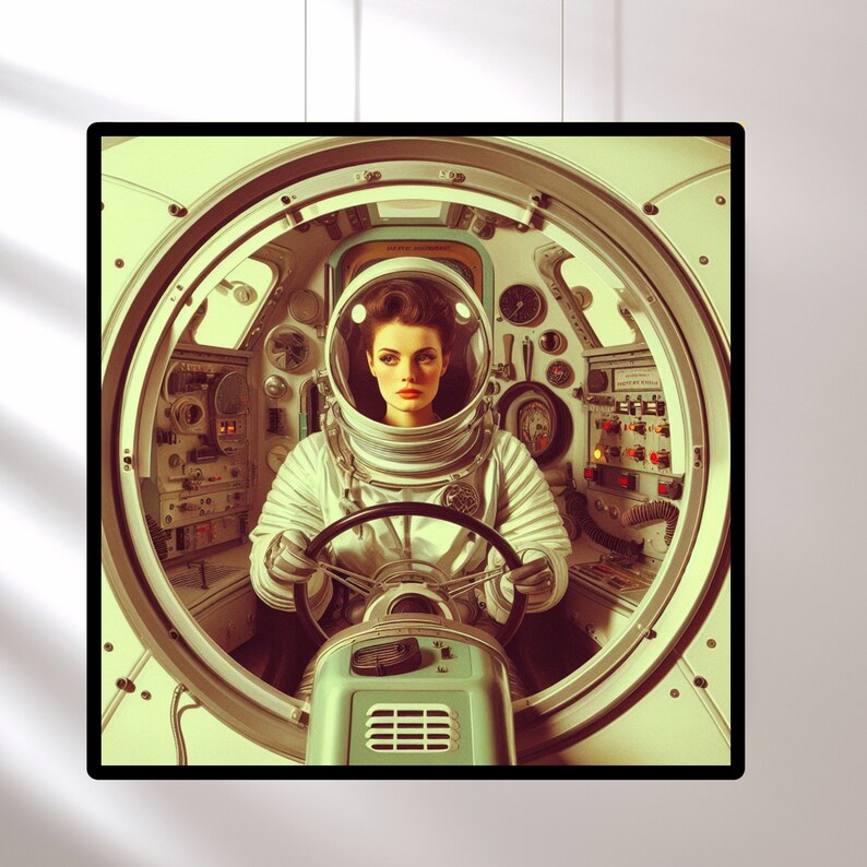 Retro Astronaut Woman Poster, Vintage 1960s Sci-fi Decor, Space Art ...