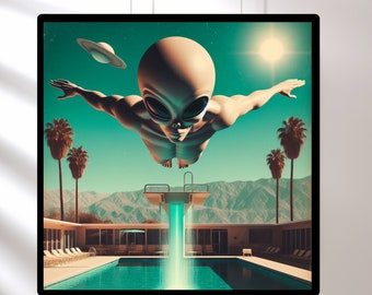 Alien-Themed Wall Decor- High Diver - UFO Wall Art | Mid Century Style